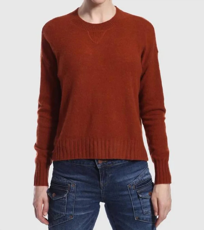 Friends and Family Sale Cashmere Sport Crew Sweater In Spice