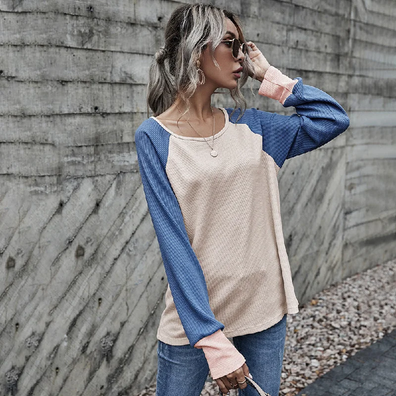 Weekend Bargains to Celebrate Splicing Loose T-Shirt Women Wholesale