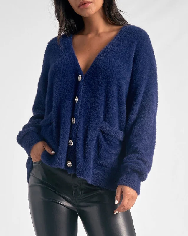 Midnight Fuzzy Cardigan