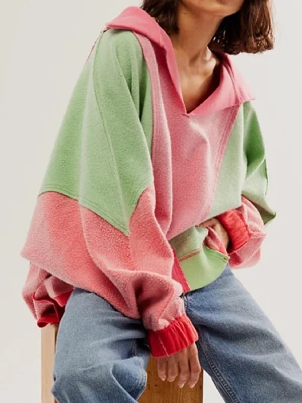 Unmissable Offer High-Low Exposed Seam Contrast Long Sleeve Sweatshirt