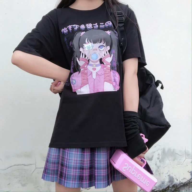 Shop and Save JAPANESE DARK FASHION COMIC PRINT T-SHIRT BY22444