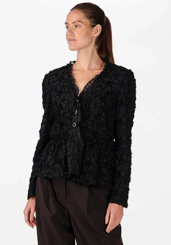 Fantastic Offers Y.A.S Flera Floral Peplum Top, Black