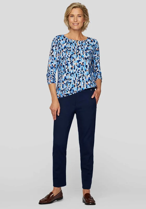 Price Meltdown Rabe Geometric Print Wide Neck Top, Blue