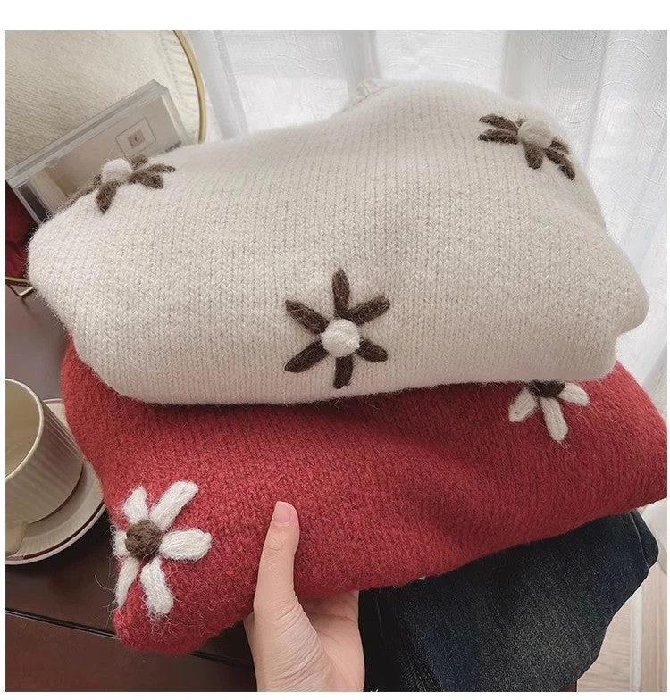 Weekend Deals That Spark embroidered round neck sweater for women        S4825