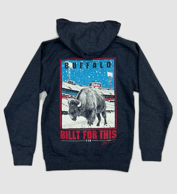 Grand Opening Sale Buffalo “Billt For This” Navy Hooded Sweatshirt