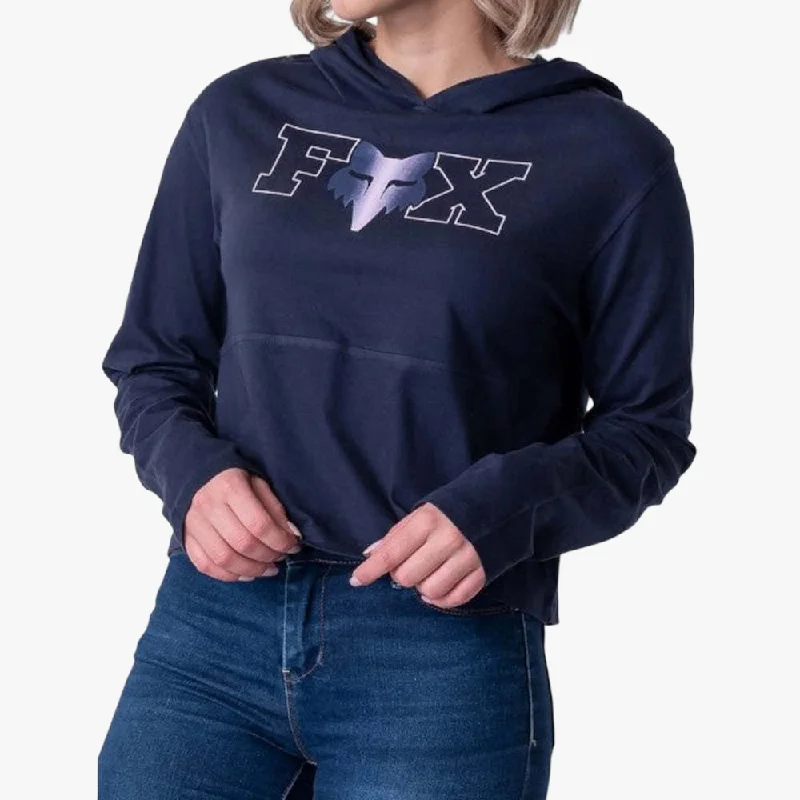 Bargain Bin Fox Women's Lines Crop Long Sleeve Tee Deep Cobalt