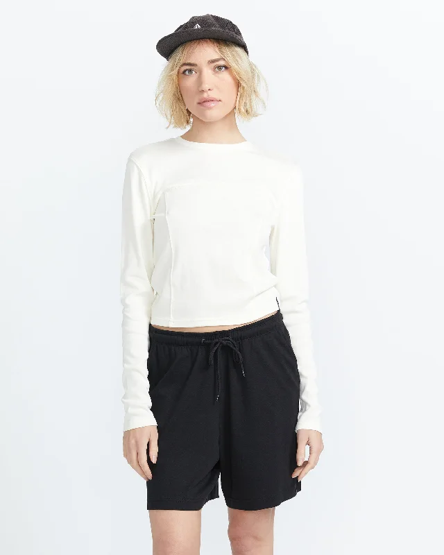 Lived in Lounge Rib Long Sleeve Top - Bone