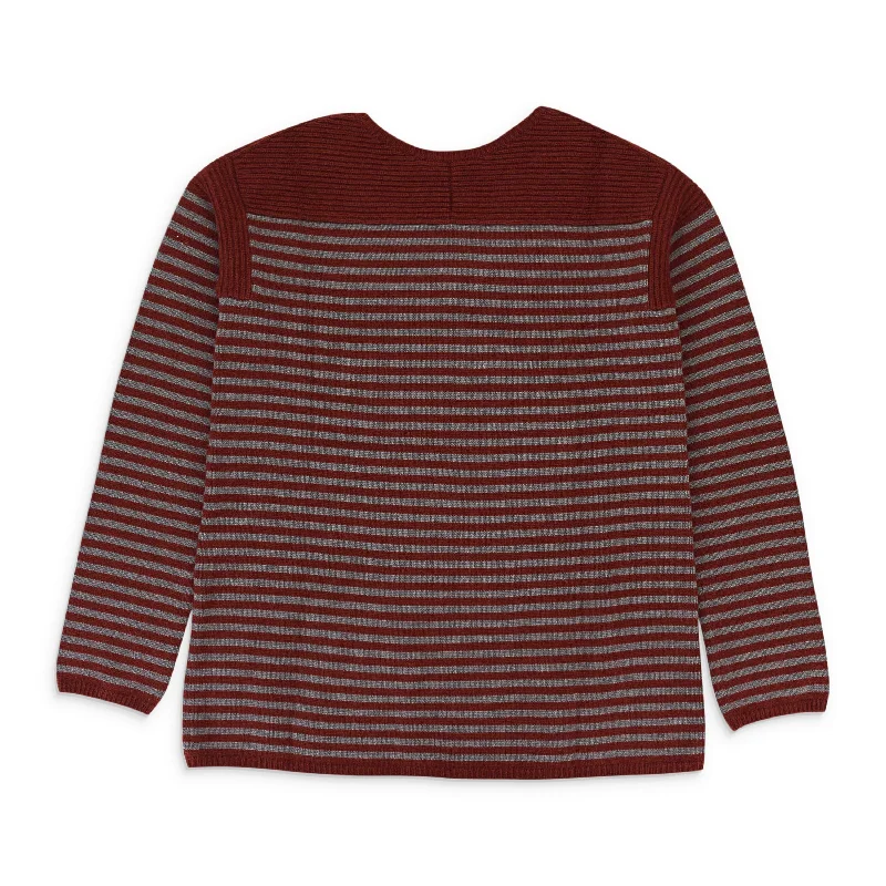 Weekend Specials to Love CASHMERE STRIPED BURGUNDY GRAY SWEATER