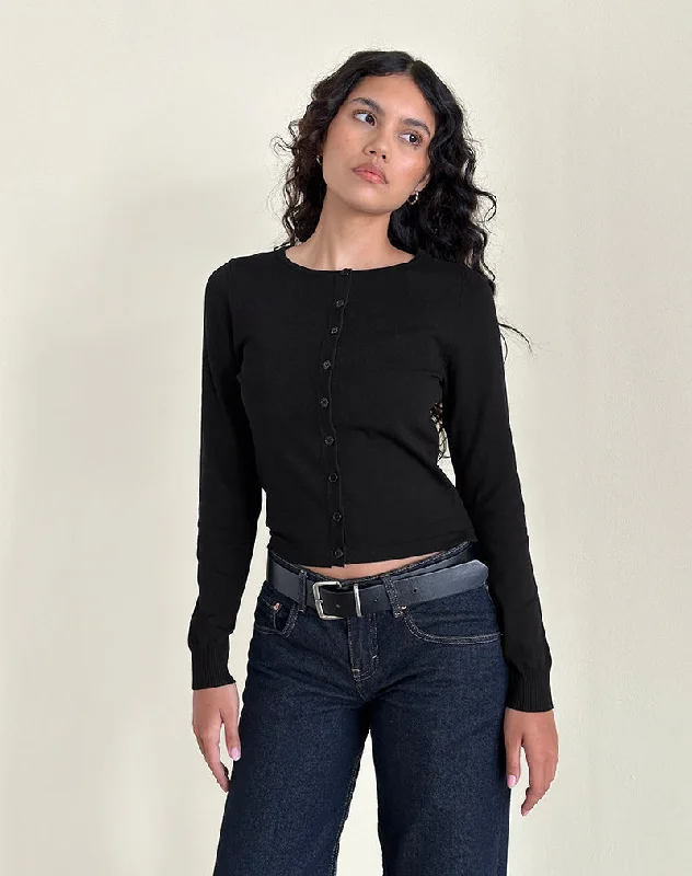 Today Only Giovanna Cardigan in Flat Knit Black