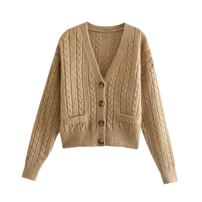 Daily Specials V-neck eight strand knitted sweater sweater coat  7739