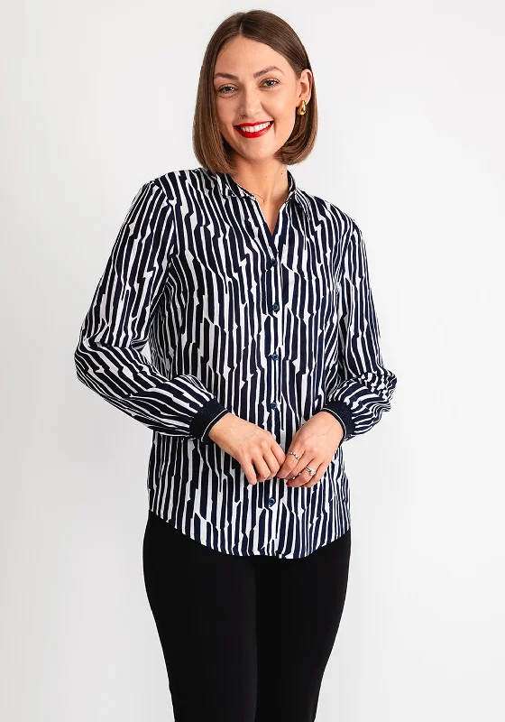 Epic Deals Rabe Abstract Print Shirt, Navy and White