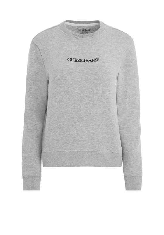 Deal Dash Guess Womens Embroidered Branding Sweatshirt, Grey