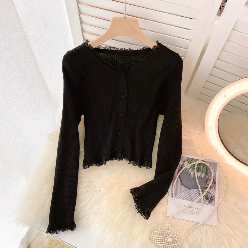 Warehouse Sale Simple Cardigan Lace Long Sleeve Sweater  020