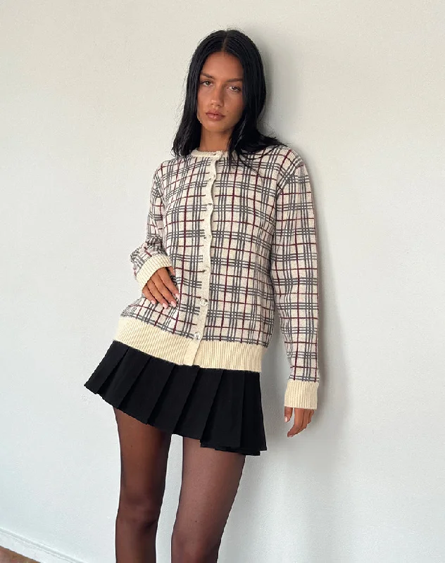 Unmissable Offer Arlene Cardigan Checked Knit Cream