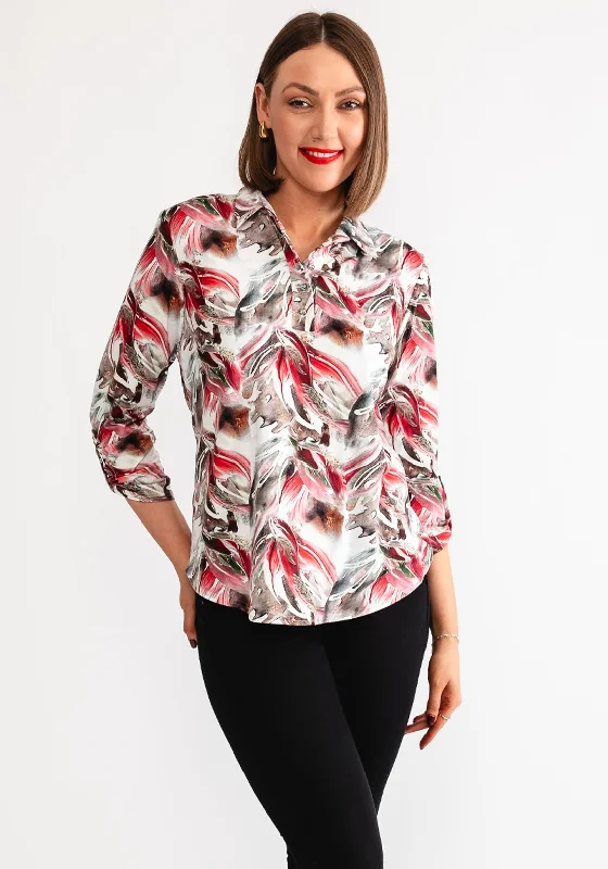 Act Fast Leon Collection Floral Print Blouse, Red Multi