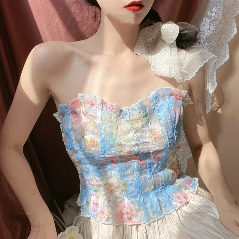 Low Price Floral Bandeau Top PL52984