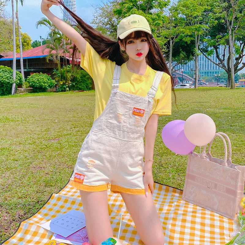Clearance Items Yellow (suspenders + T-shirt) 2-piece set  PL52279