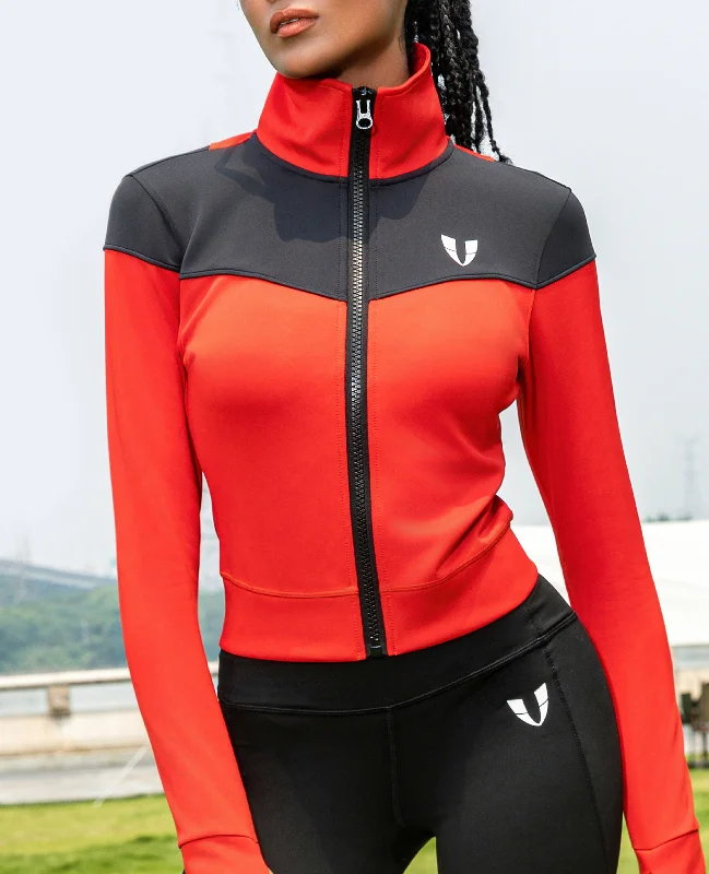 Pay Less V-Shape Athletic Jacket - Red and Black