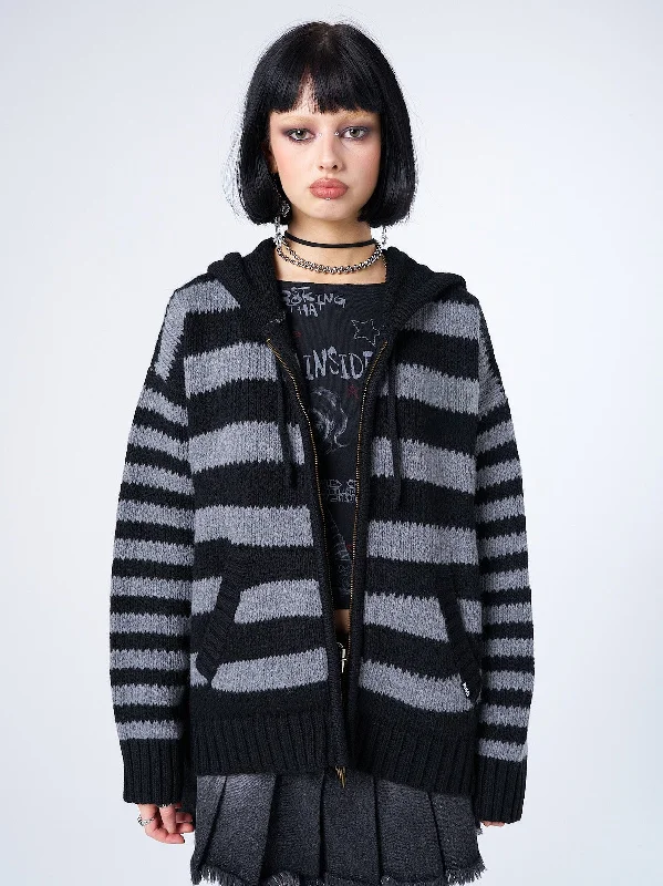 Shop and Save Hazardous Oversized Knitted Zip-Up Hoodie