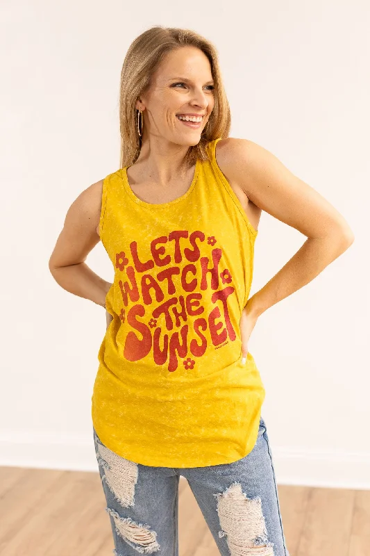 Exclusive Savings Let's Watch The Sunset Tank, Yellow