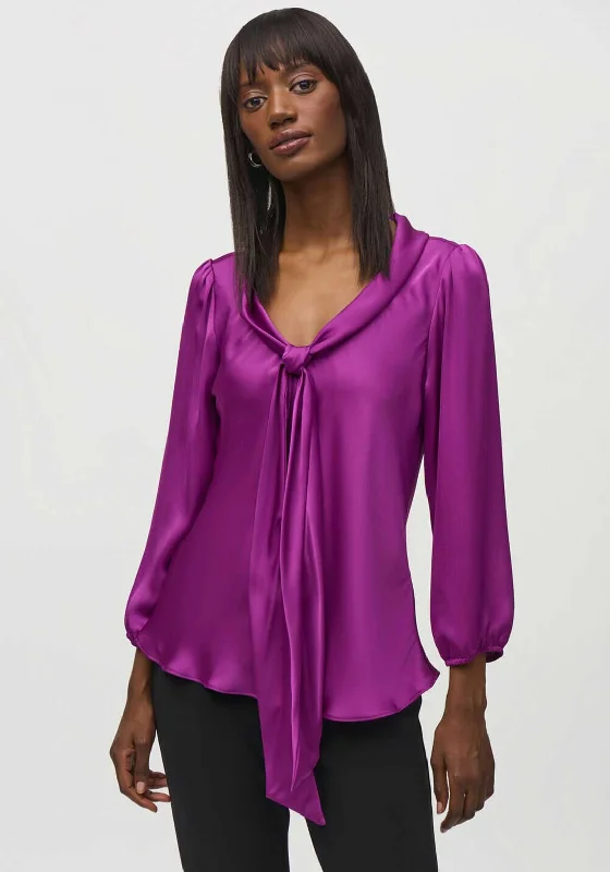 YEAR-End Sale Joseph Ribkoff Satin Tie Detail Top, Purple