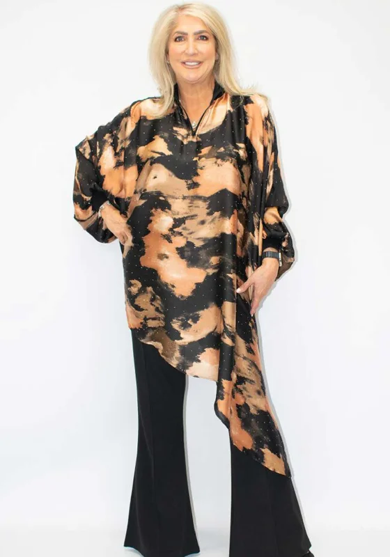 Weekend Deals That Wow Malissa J Asymmetric Rhinestone Zip One Size Top, Black