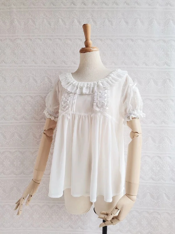 Yilia~Elegant Lolita Summer Short Sleeve Blouse