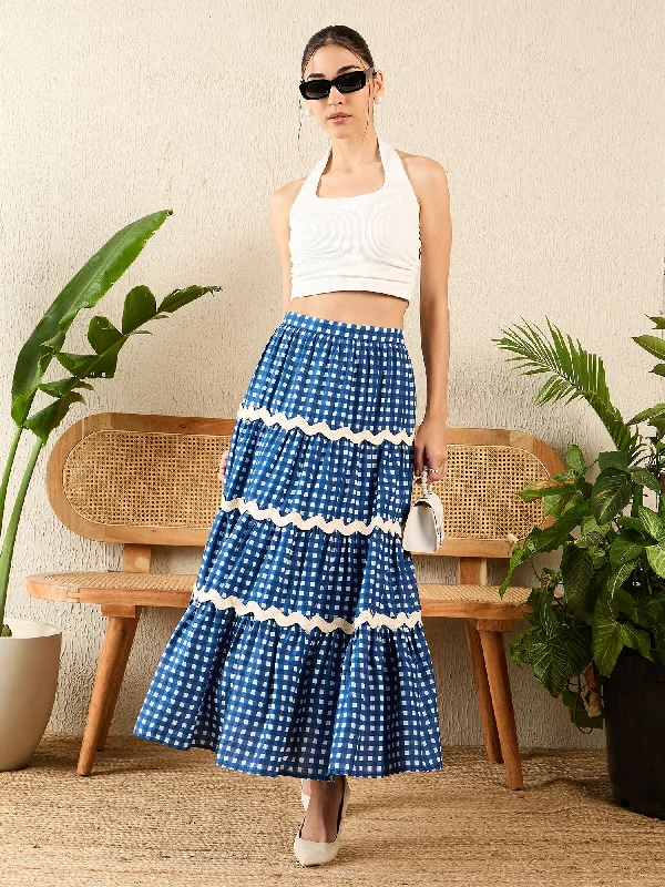 While Supplies Last Ric-Rac Cotton Tiered Midi Skirt