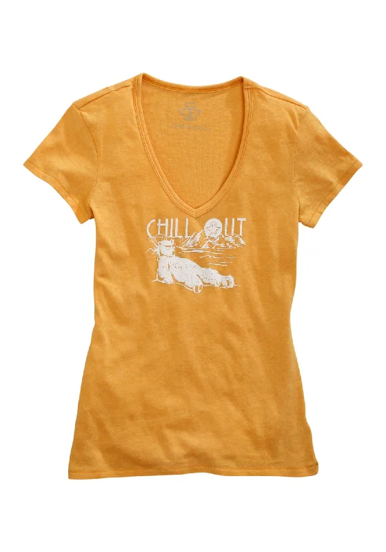 Weekend Discounts to Relish Tin Haul Womens Polar Bear Chill Yellow Cotton Blend S/S T-Shirt