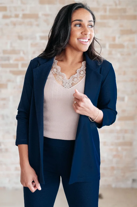 Huge Discounts Magic 3/4 Blazer in Navy