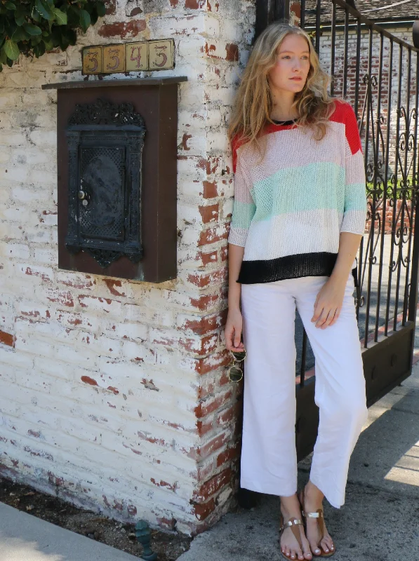 Half Price Mesh Striped Pullover