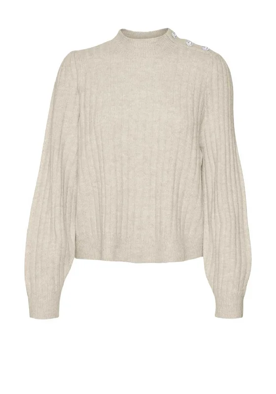 Online Specials Vero Moda Elya Embellished Detail Jumper, Beige