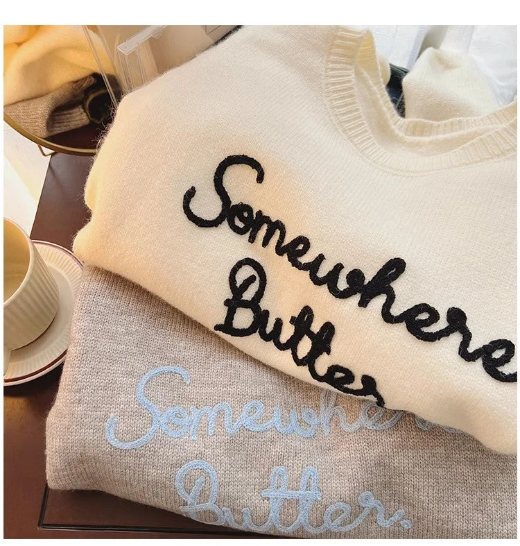 Weekend Discounts Worth Grabbing Designed embroidered round neck sweater for women long-sleeved sweater casual top S4831 Weekend Discounts Worth Grabbing Designed embroidered round neck sweater for women long-sleeved sweater casual top S4831