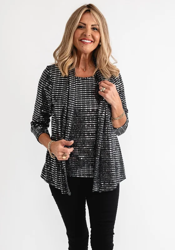 Don’t Miss Out Leon Collection Glitter Layered Top, Silver