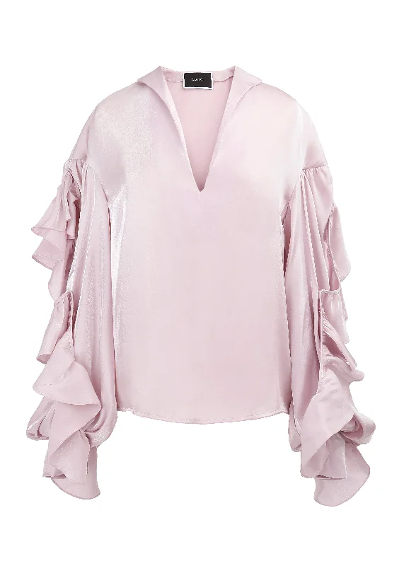 Extra Discounts Liquid Ruffle Rose Tunic Blouse