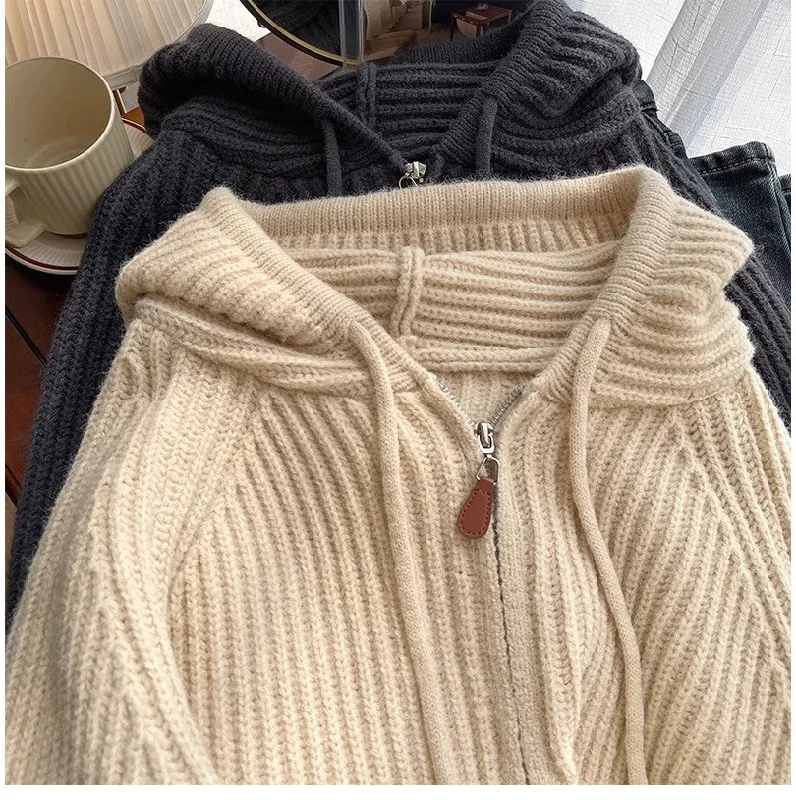Value Deals zipper sweater jacket for women new knitted cardigan trendy     S4835