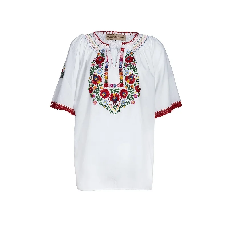 Grand Opening Sale Eva Blouse in White with Multi