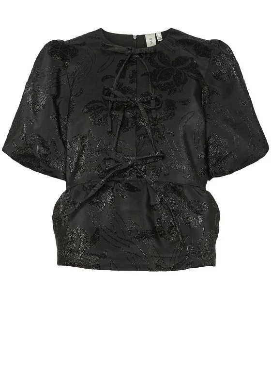 Shop Now Y.A.S Sonya Tie Front Top, Black