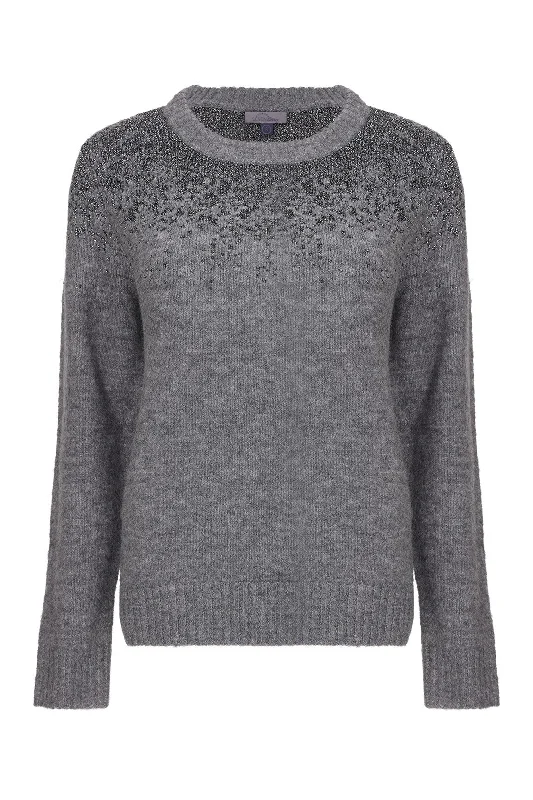 Shop Now Crew Neck Jersey with Lurex thread | Charcoal/Platinum | 6968ZR