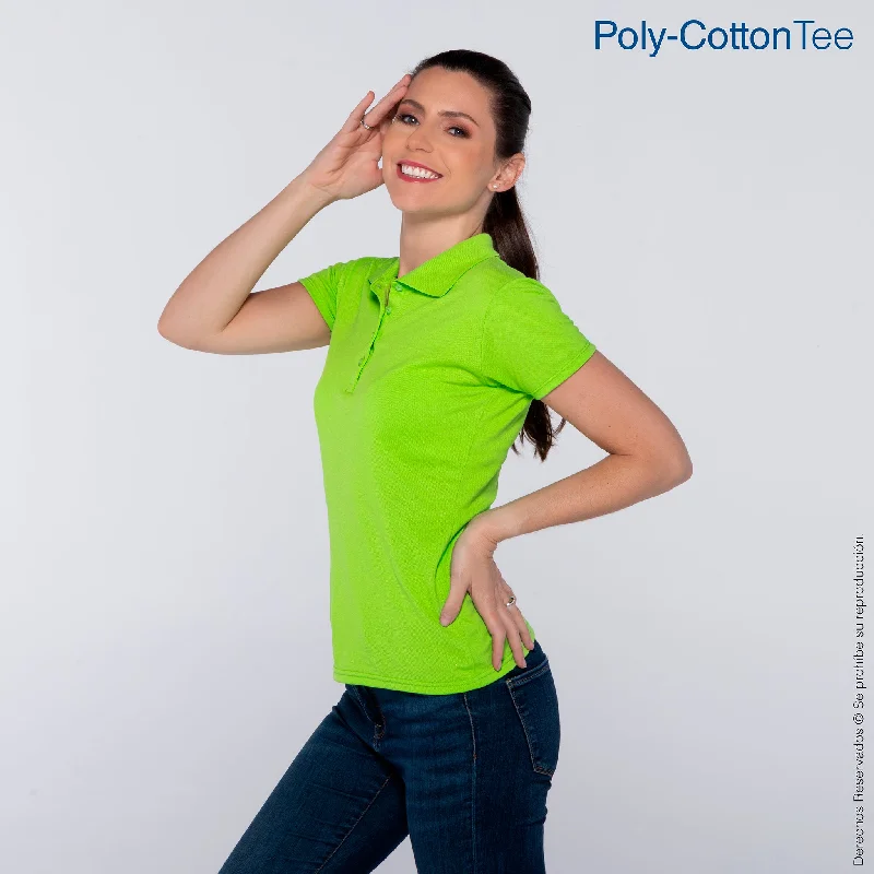 Playera Tipo Polo Piqué con Silueta para Dama · 50% Algodón 50% Poliéster · Color Lima