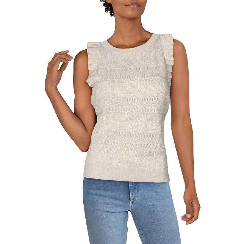 Weekend Offers That Impress Womens Metallic Ruffled Tank Top Sweater
