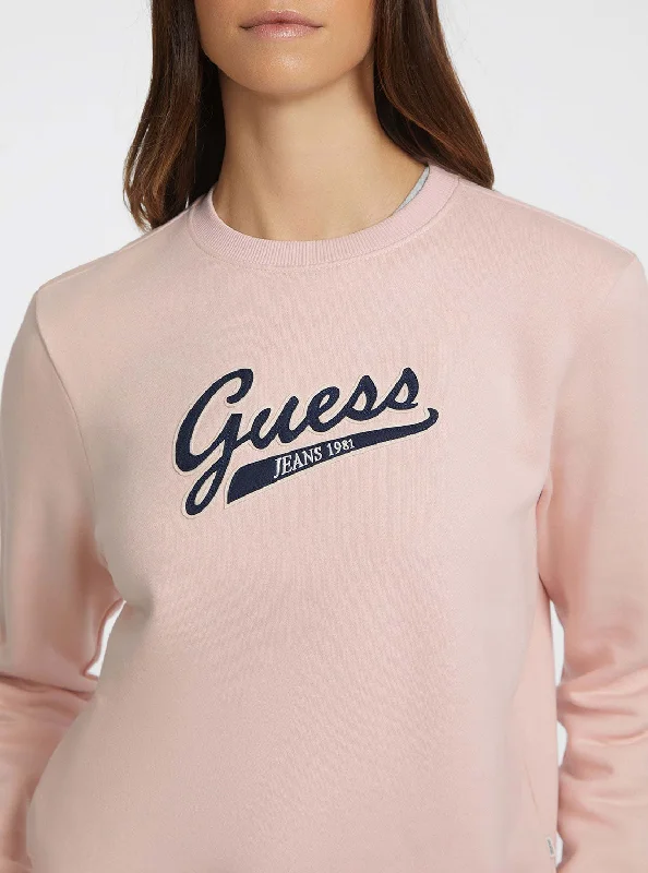 Guess Jeans Pink Script Logo Jumper