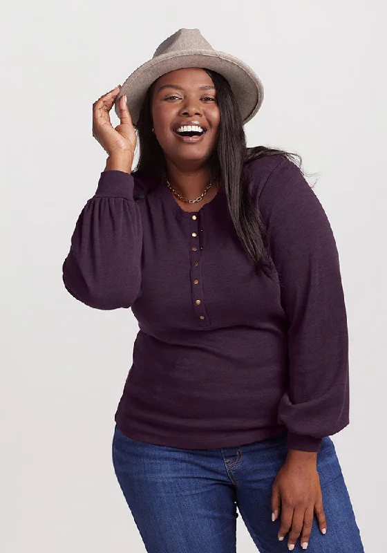 Instant Savings Charlotte Puff Sleeve Top - Deep Plum