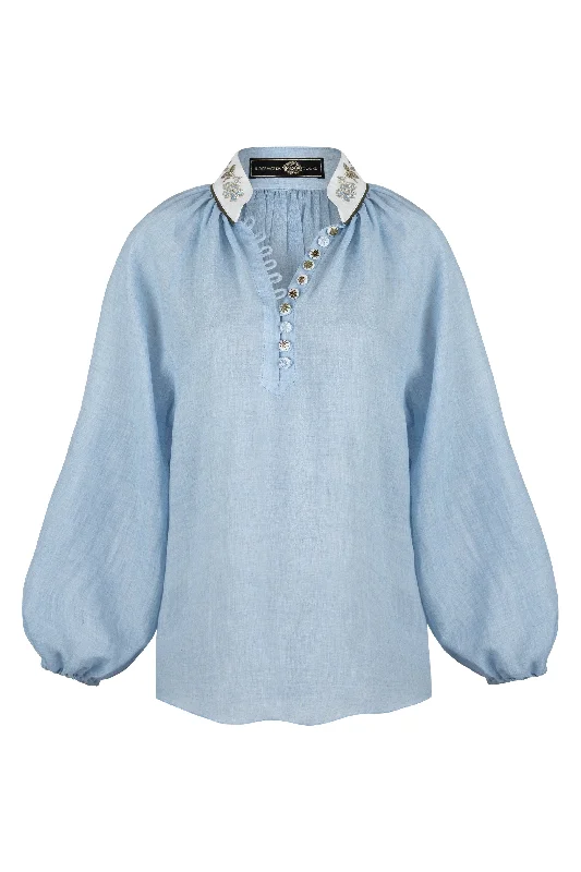 Weekend Bargains to Enjoy Ivy Blouse in Blue & White