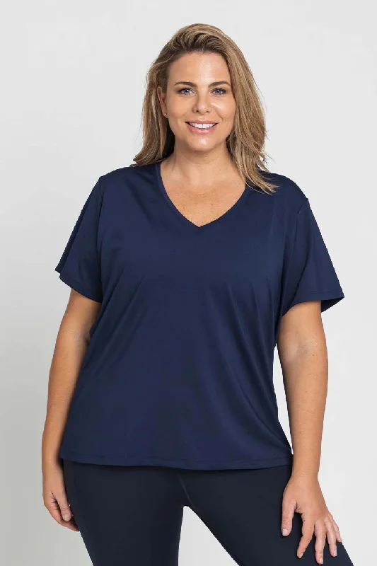 Weekend Discounts to Enjoy Pace Performance V-Neck T-Shirt - Navy