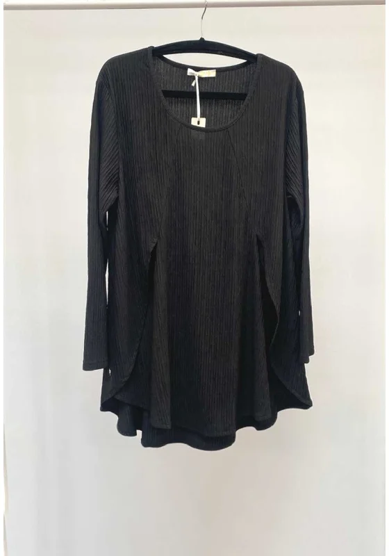 Weekend Specials to Grab Malissa J Ribbed Long Sleeve One Size Top, Black