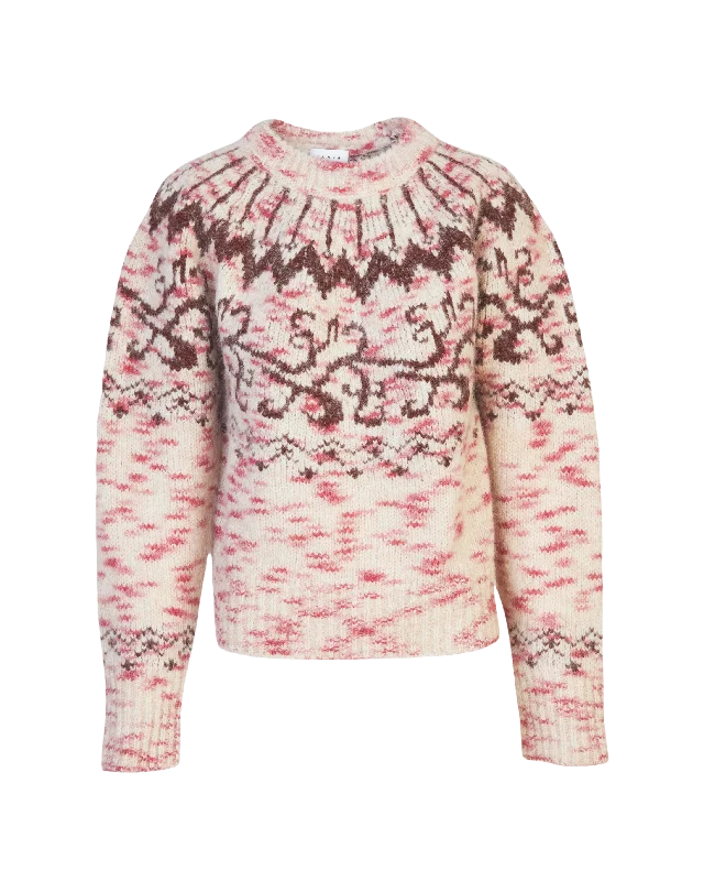 Weekend Savings Sensation Duke Sweater in Taupe/Magenta/Burgundy Multi