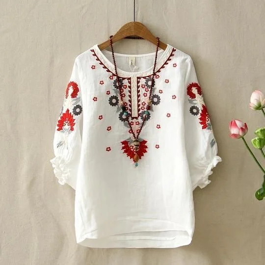 Limited Stock Trendy White long top-tunics with embroidery work for women