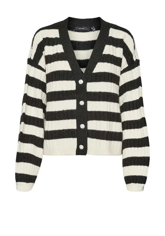 Special Price Vero Moda Elya Striped Cardigan, Black and Beige