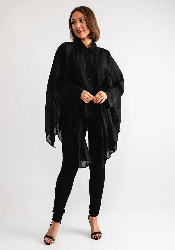 Fantastic Offers Serafina Collection One Size Tiered Blouse, Black